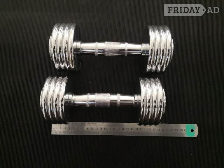 Lewisham Pair of 6KG (12KG Total) Adjustable Chrome Dumbbells. VGC.