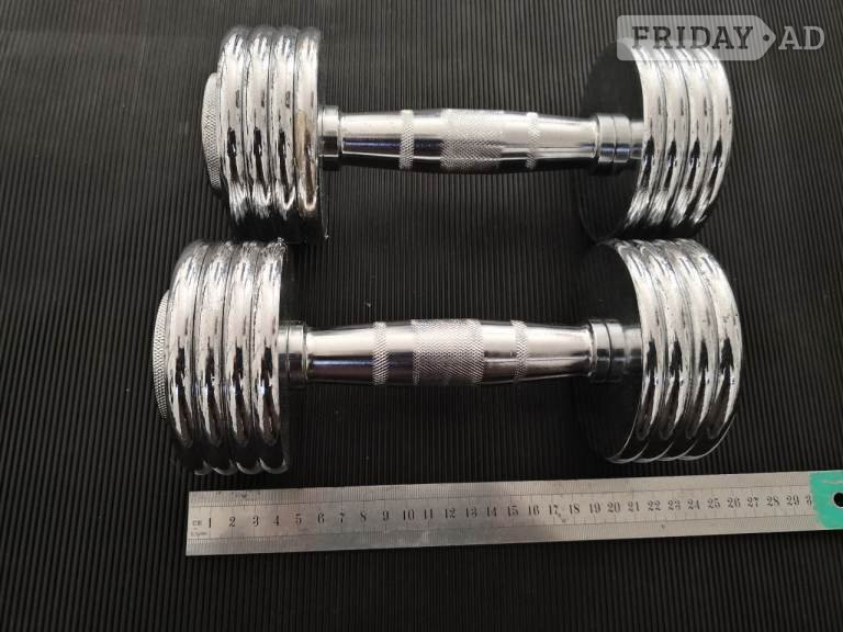 Pair of 6KG (12KG Total) Adjustable Chrome Dumbbells. VGC. - Sports Equipment