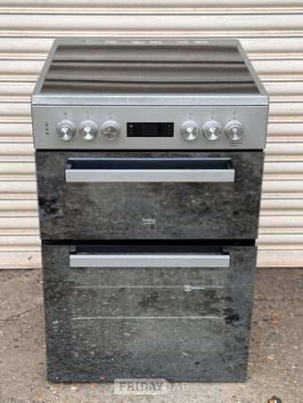 Beko electric cooker 60cm ceramic silver double oven 3 months war