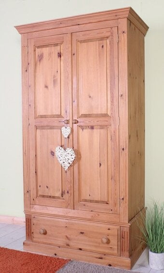 UK Delivery - Cottage Waxed Pine Farmhouse Wardrobe With 1 Drawer