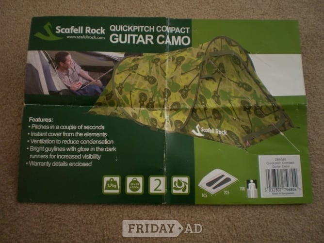 New Scafell Rock Pop Up quick pitch compact guitar camo 2 person tent in Worthing