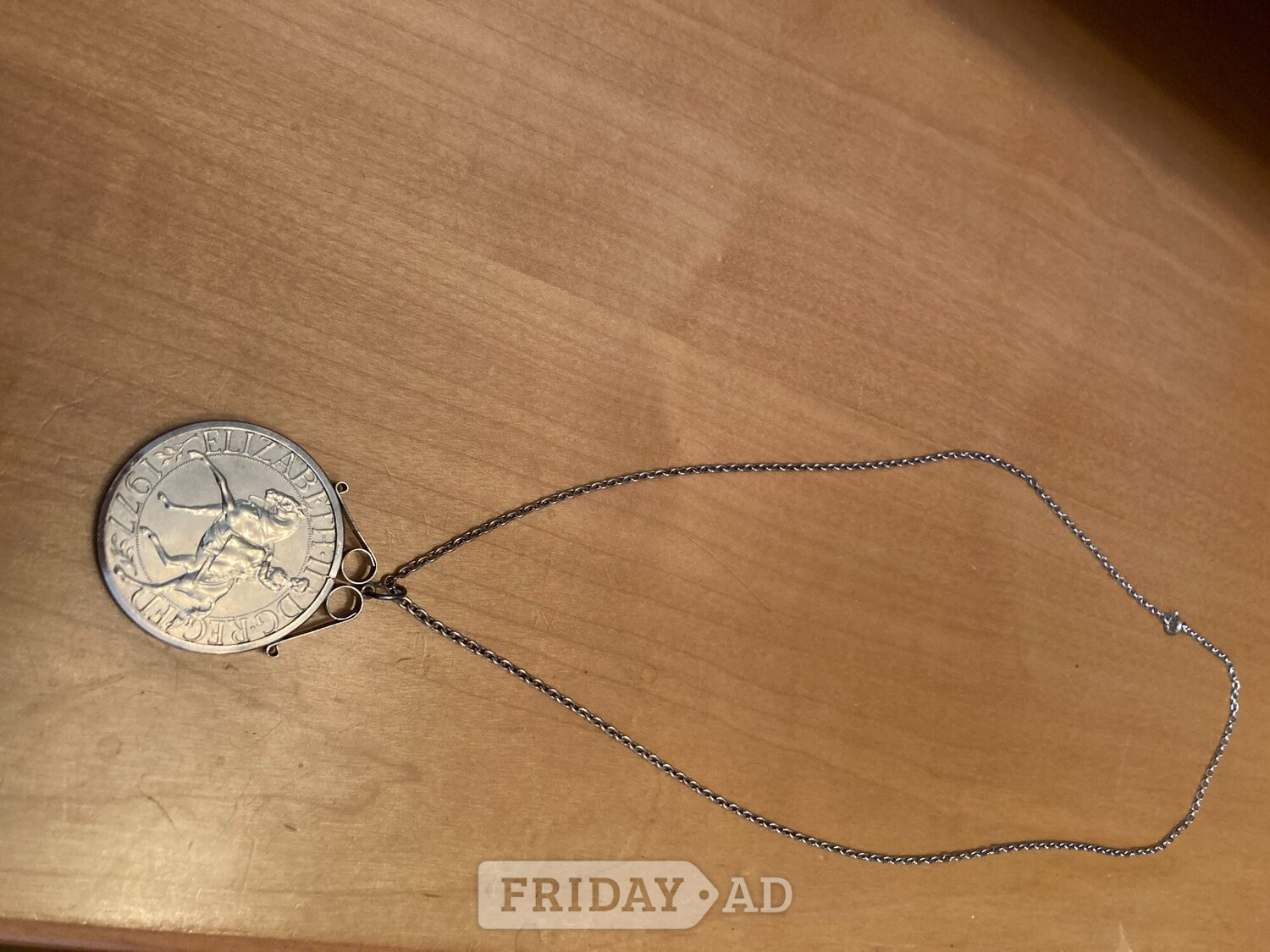 Queen Elizabeth II Silver Jubilee 1977 Crown Coin Pendant & Chain in Crawley