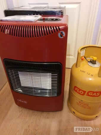 NEW LIFESTYLE SEASONS RED 4.2kW INDOOR MOBILE GAS HEATER   FULL GAS BOTTLE
