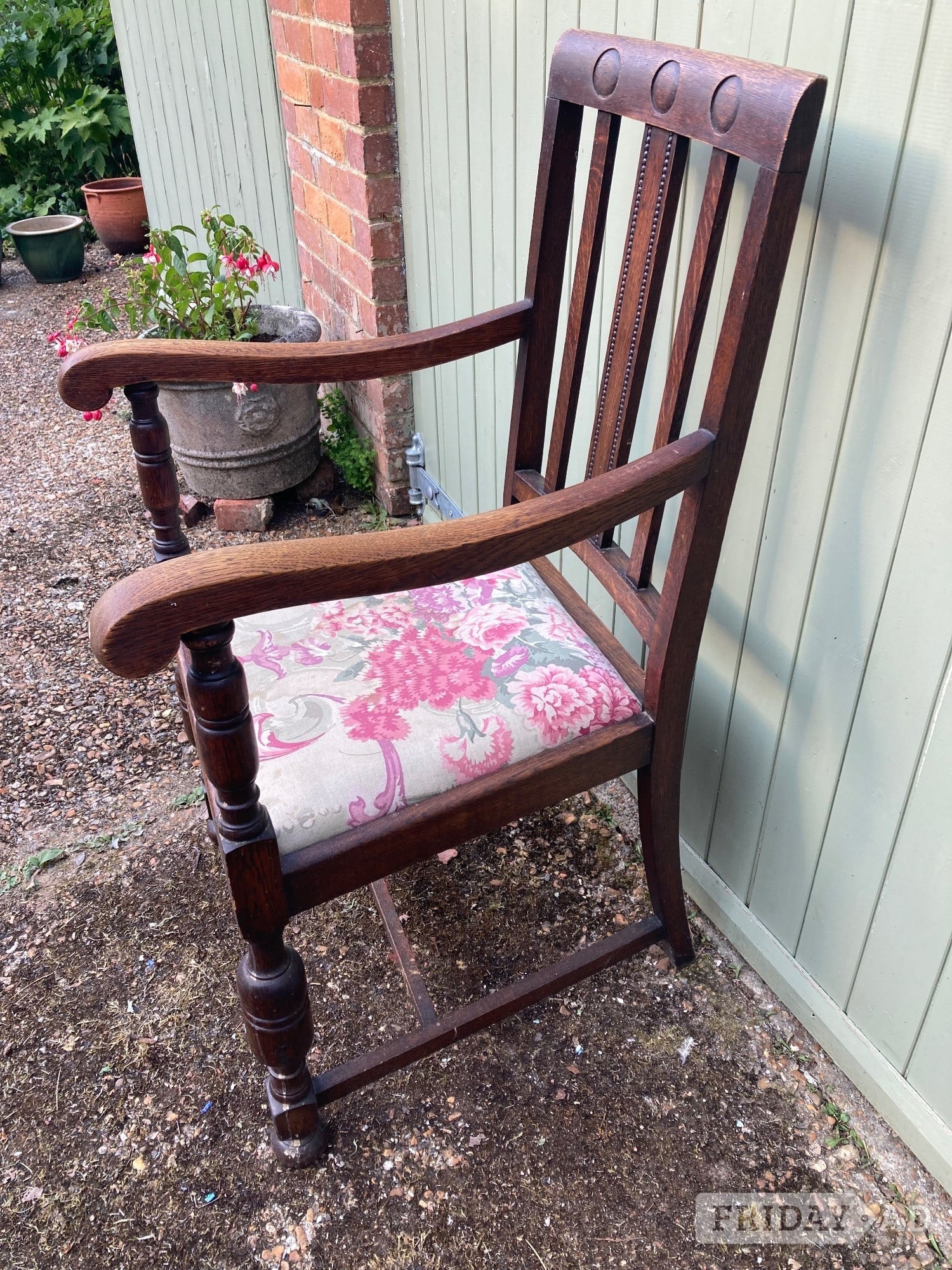 Pair Carver Dining Chairs - Solid Wood - Ideal for rennovation