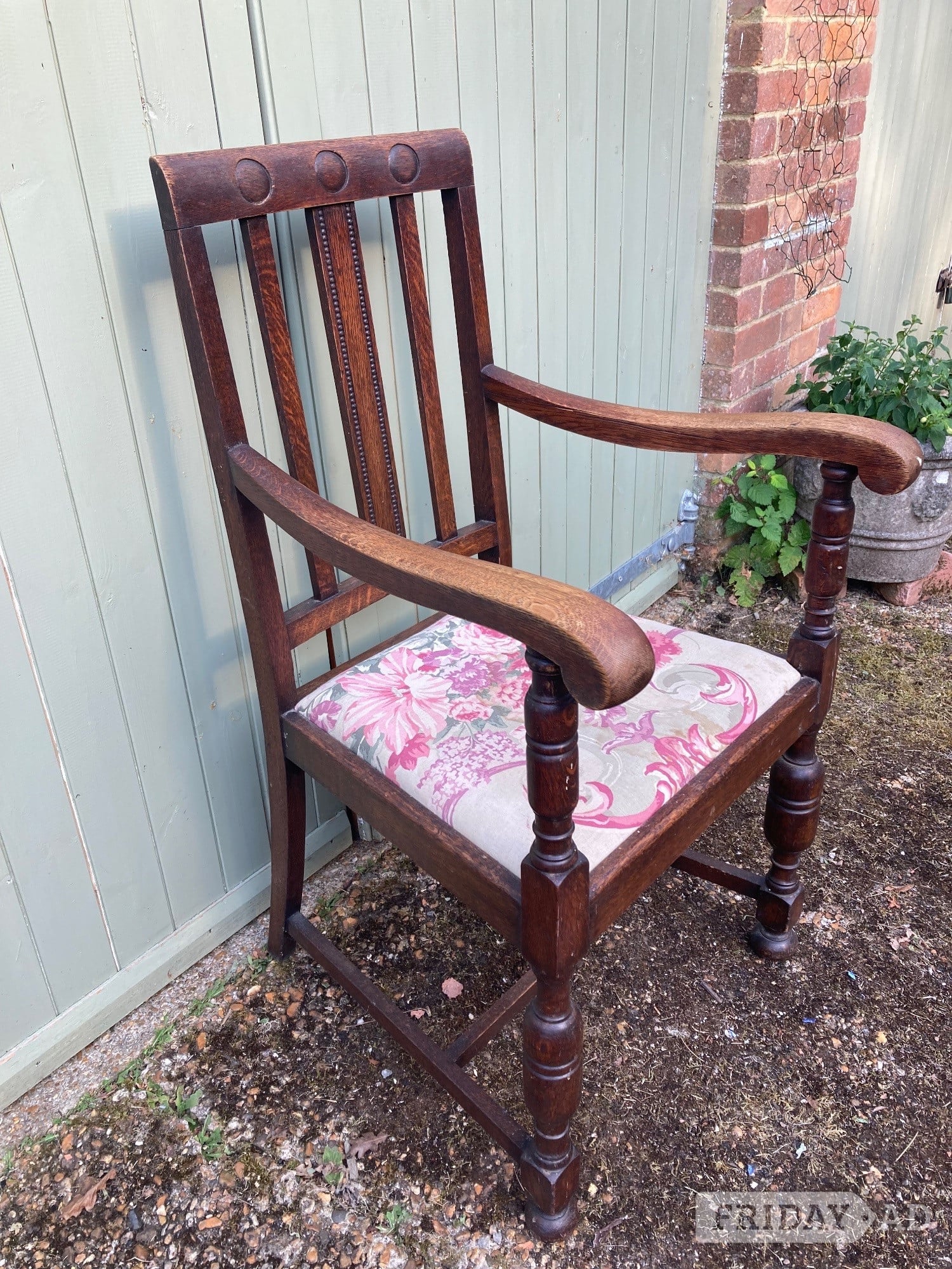 Pair Carver Dining Chairs - Solid Wood - Ideal for rennovation - Furniture