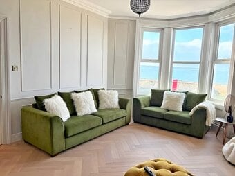 Olive Green Plush Velvet 2+3 Seater Sofa