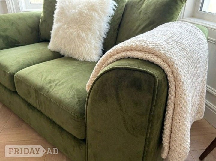 Olive Green Plush Velvet 2+3 Seater Sofa - Furniture