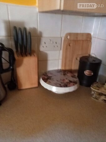 Mixed section of items and sold oak wardrobe  cake stand blender 