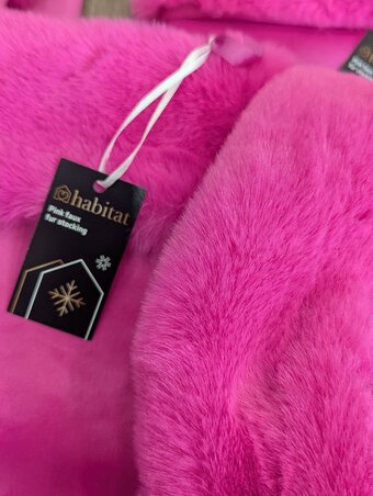 BNWT habitat pink Christmas stockings medium with fur trim