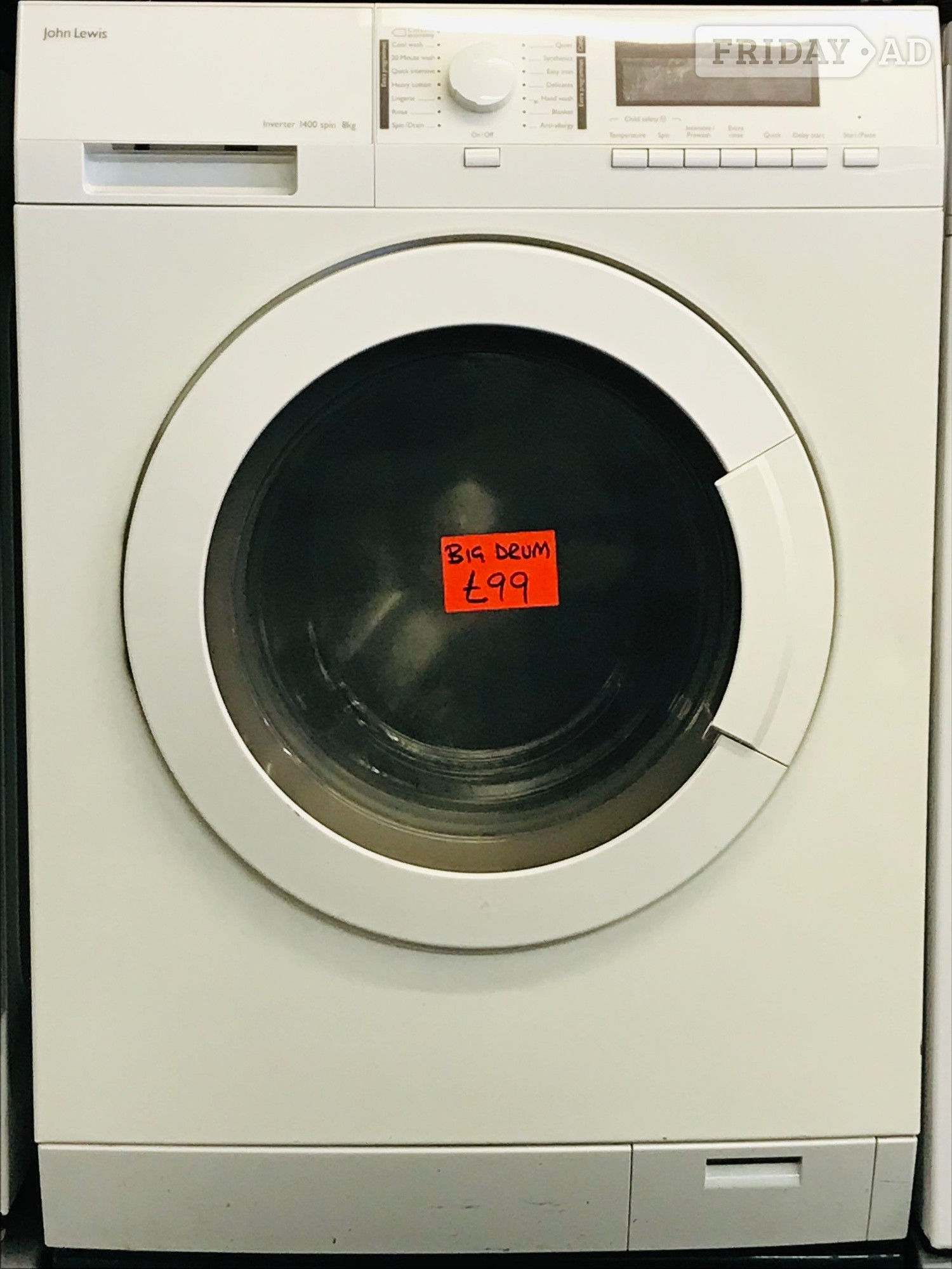 John Lewis 1400 SPIN speed  8KG load washing machine  in Huntingdon