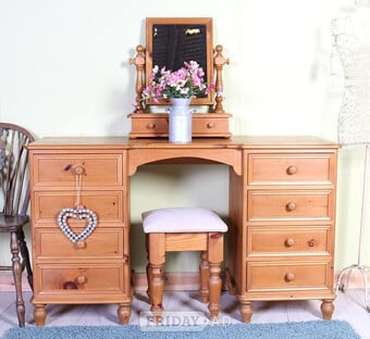 Delivery Options - Antique Pine Dressing Table Mirror & Stoool