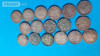 coins old threepence pieces