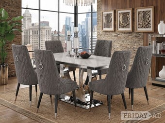 Modern Dining Table Set with 4x or 6x Chairs