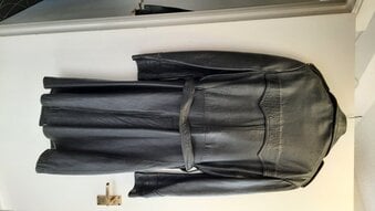 Mens vintage long real leather coat 