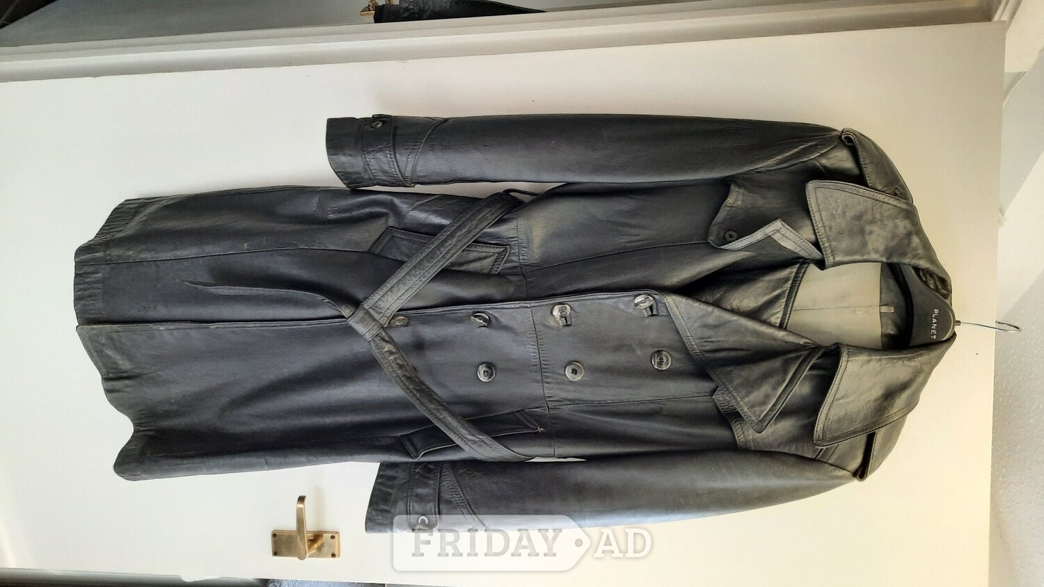 Peterborough Mens vintage long real leather coat 