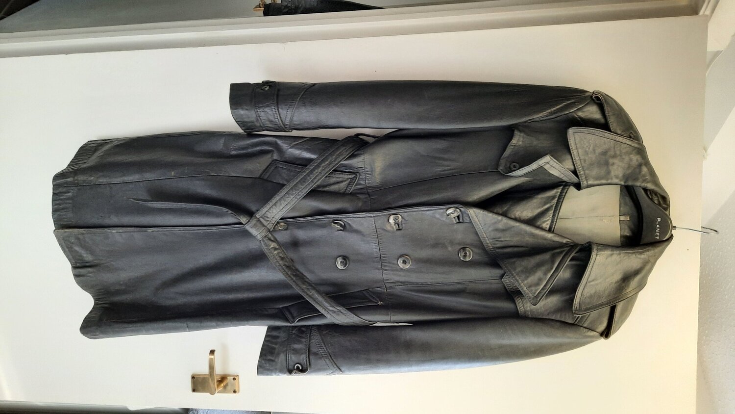 Peterborough Mens vintage long real leather coat 