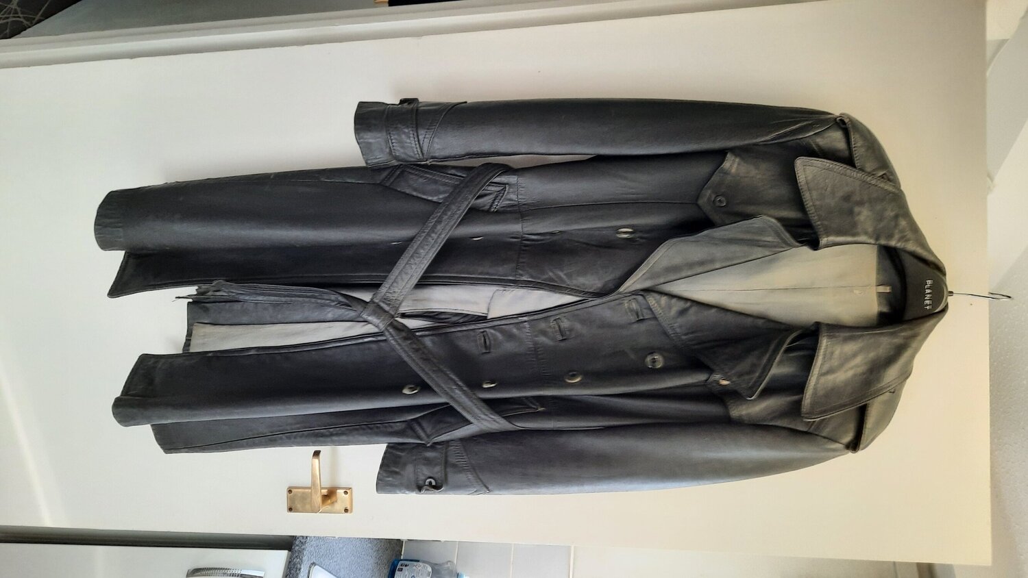 Mens vintage long real leather coat  - Clothing, Footwear & Accessories