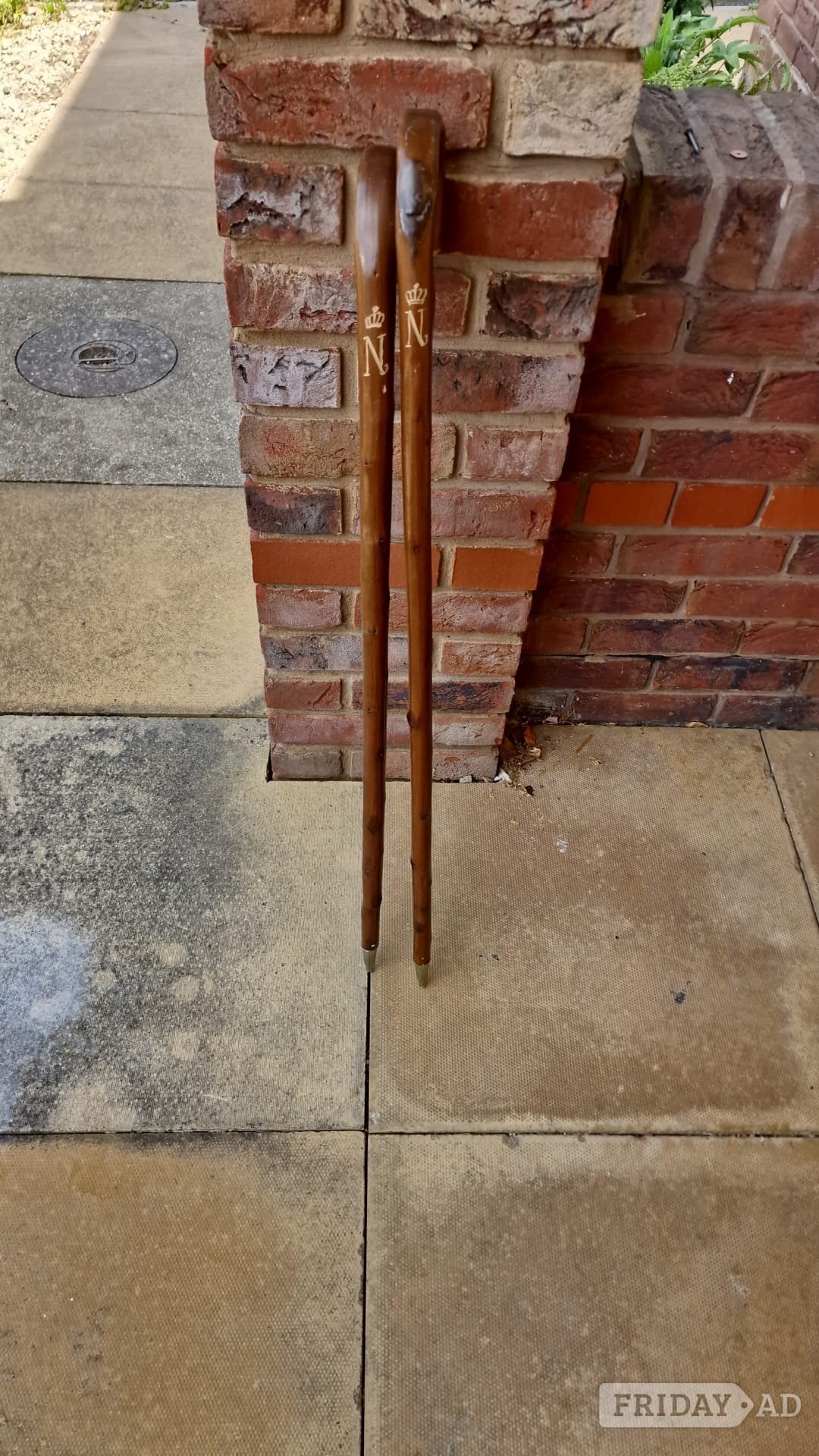 Pair of Bavarian Wooden Walking Sticks with metal tips in Crawley