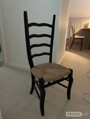 Rush seated black chair 