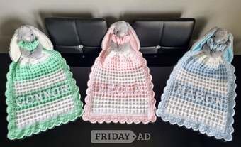 Crochet Baby Comfort Blankets, Personalised, Various colours