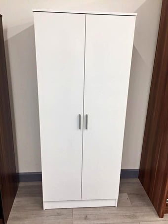 White 2 Dioor Wardrobe with Shelves and Drawers