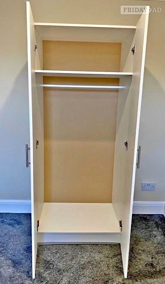 White 2 Dioor Wardrobe with Shelves and Drawers