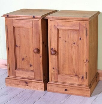 UK Delivery - 2 Lovely Old Pine Bedside Tables Tongue & Groove