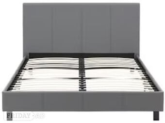 KING SIZE FAUX LEATHER BED IN A BOX BEDSTEAD - GREY