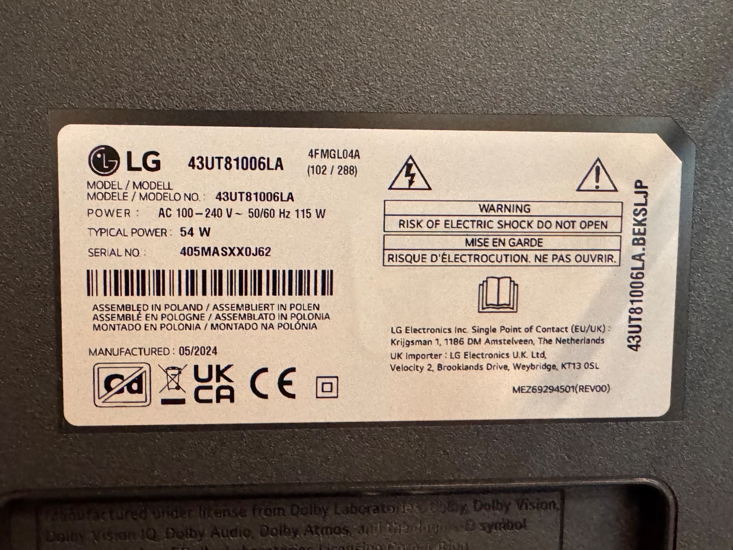 LG 43inch plus glass stand