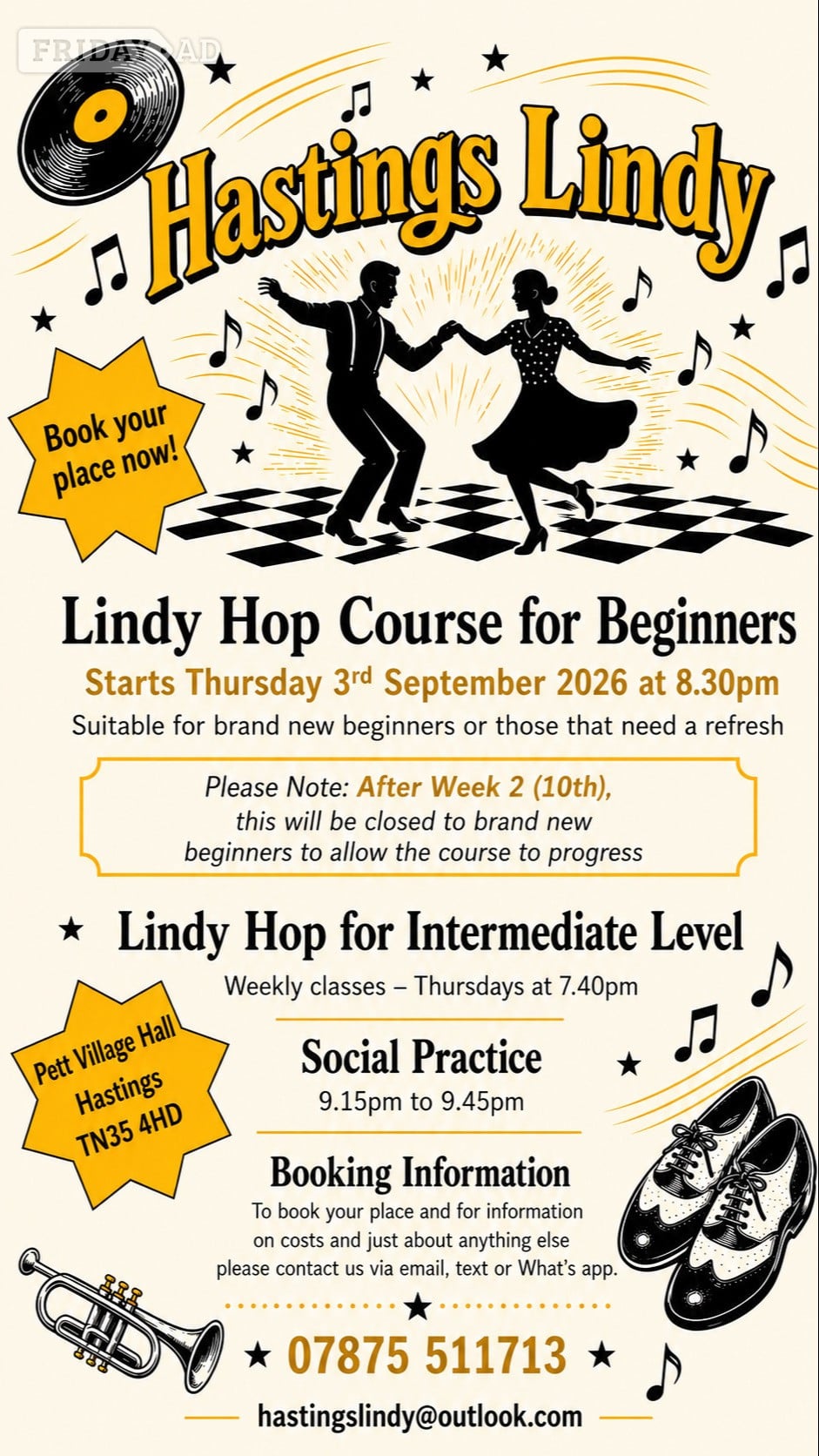 Lindy Hop beginners course  in Hastings