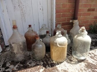 Home Brewing Vintage Glass Demijohns. Job lot