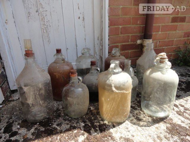 Home Brewing Vintage Glass Demijohns. Job lot in Lancing