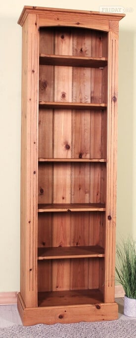 UK Delivery - Tall Pine Bookcase 5 Strong Shelves Waxed