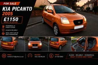 Kia Picanto 2005 – £1150 ONO  Clean and reliable little car