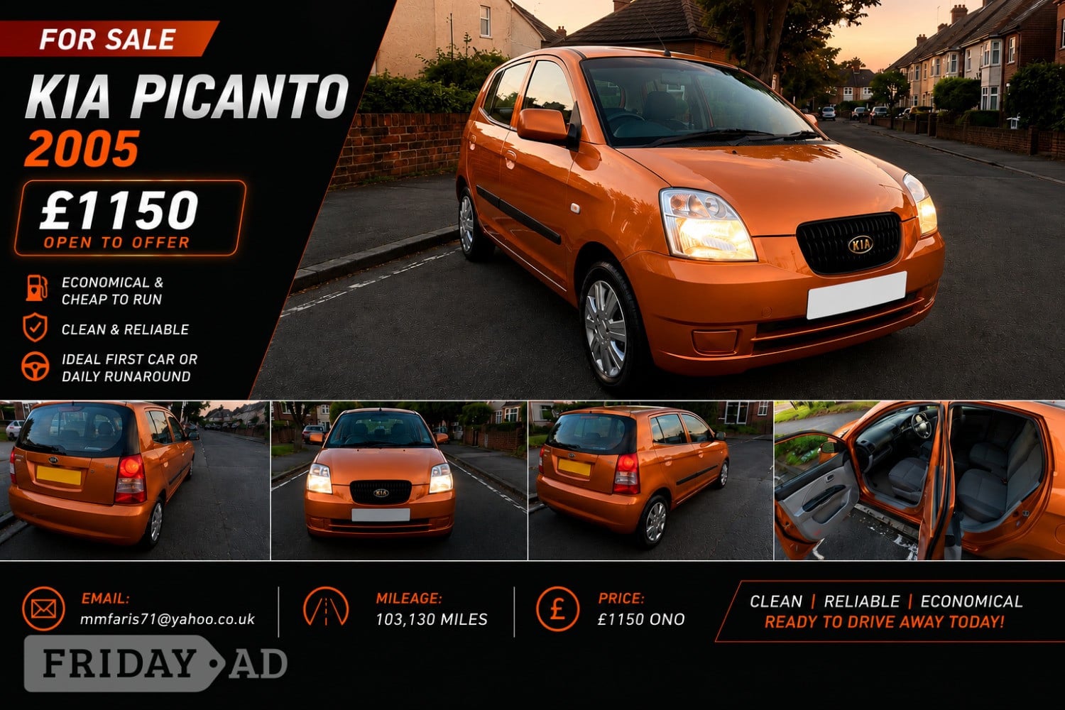Kia Picanto 2005 – £1150 ONO  Clean and reliable little car in Brighton