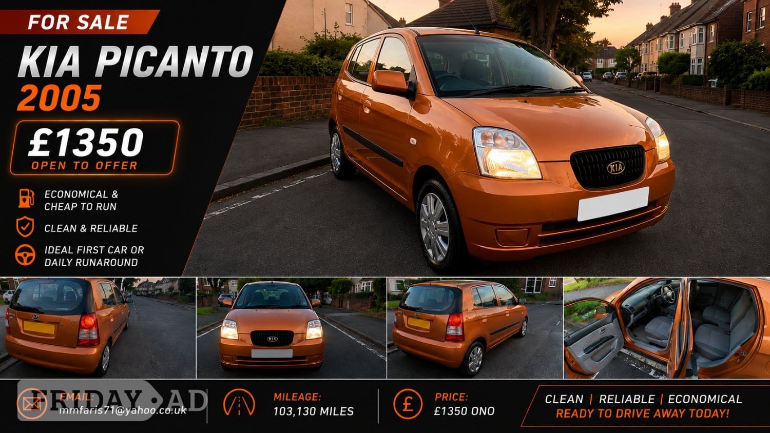 Kia Picanto 2005 – £1350 ONO  Clean and reliable little car in Brighton