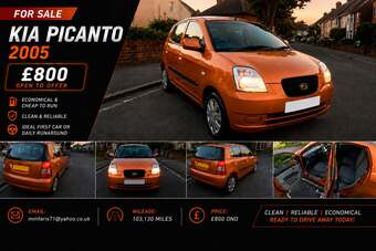 Kia Picanto 2005 – £800 ONO  Clean and reliable little car