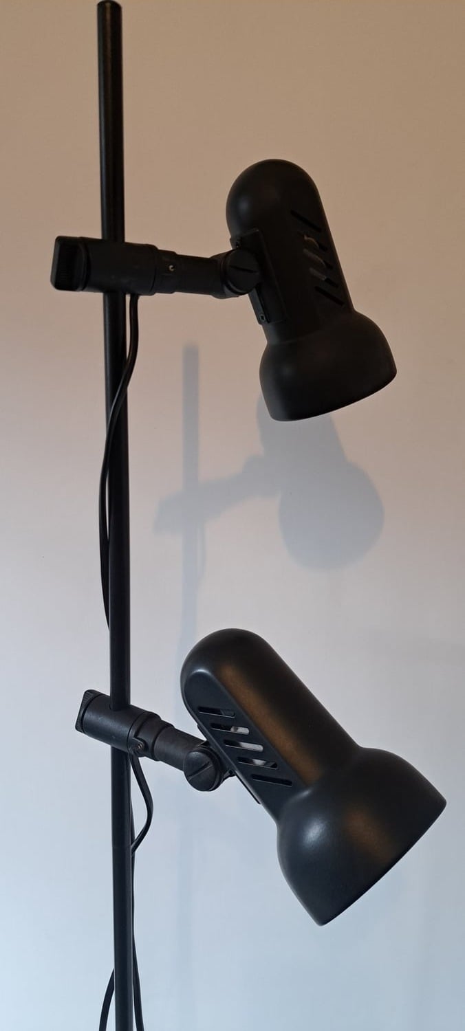 PAIR OF TWIN ADJUSTABLE SPOTLIGHTS FLOOR STANDING RETRO USED