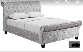 Crushed velvet sleigh bed Double 
