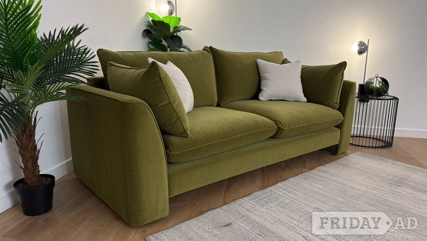 Liverpool Luxury Olive Green 2 Seater Sofa - Plush & Modern