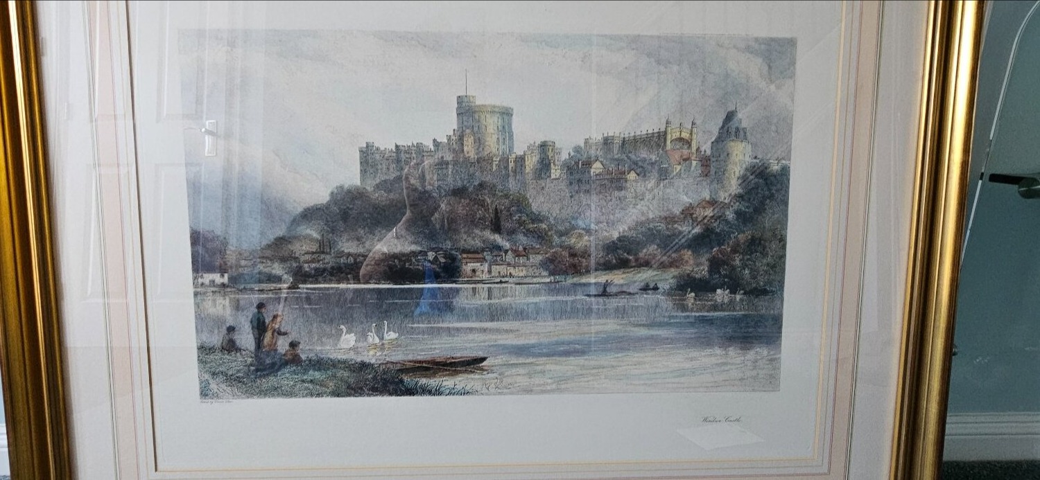 Large Framed Landscape Etching of Windsor Castle, David R E Law - Antiques & Collectables