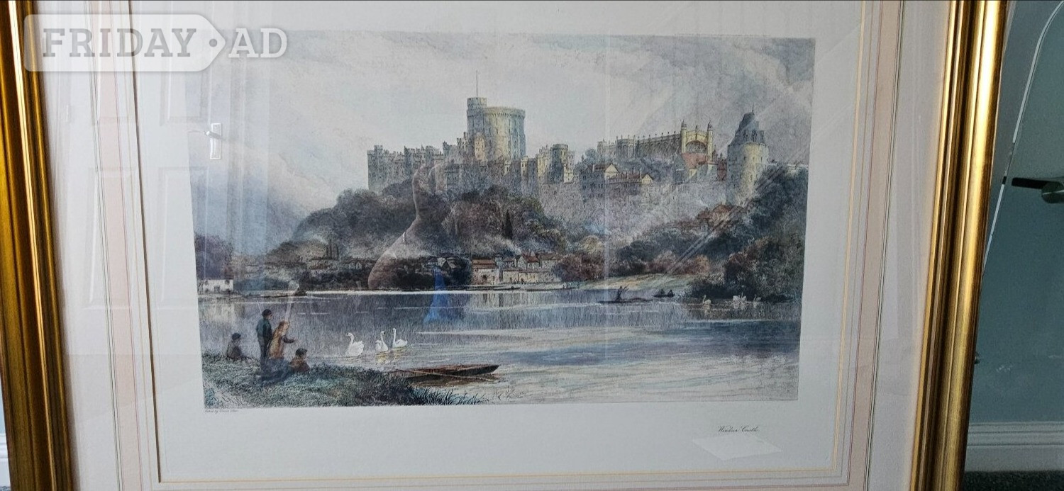 Large Framed Landscape Etching of Windsor Castle, David R E Law - Antiques & Collectables