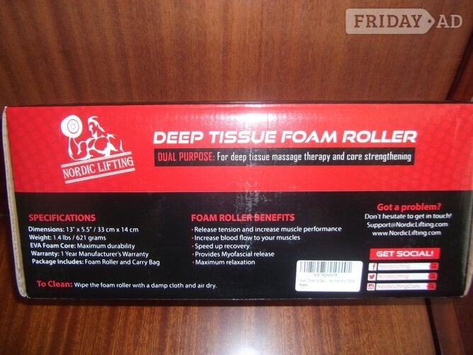 NORDIC LIFTING Massage Deep Tissue Spiky Foam Roller Black