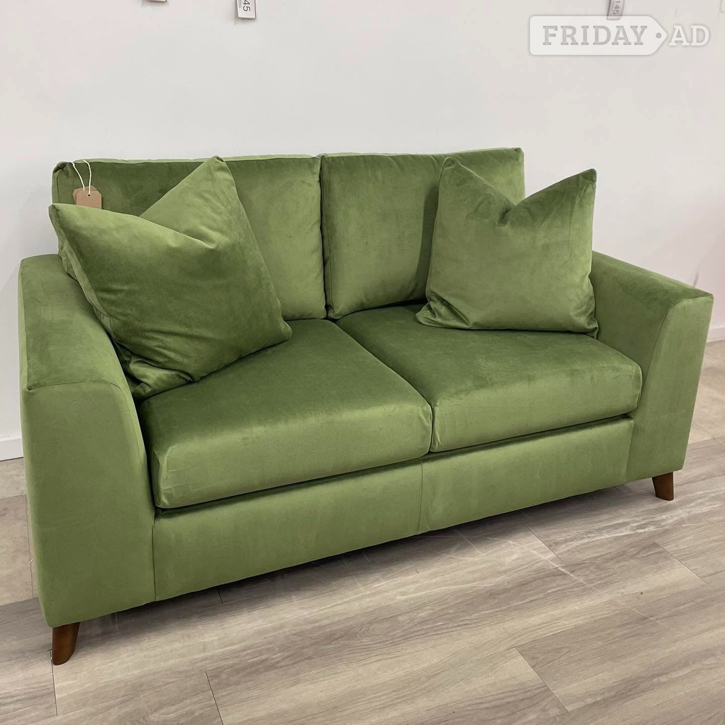 Olive Green Velvet 3 Seater Sofa in London
