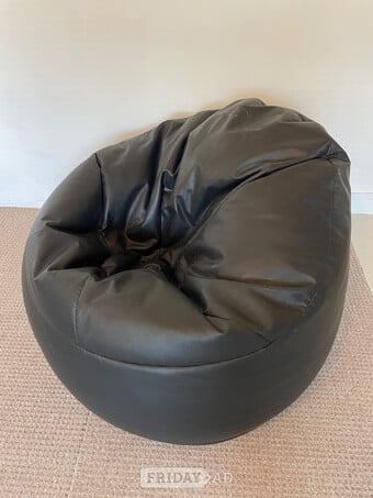 Faux Leather Bean Bag, Black
