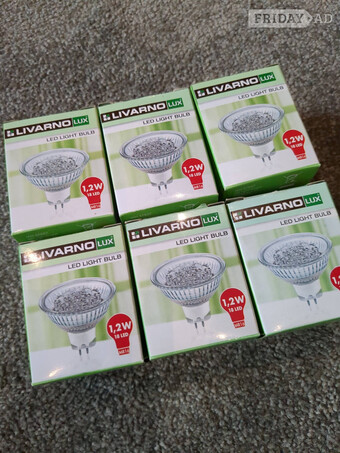 6 Livarnolux MR16 12V 1.2W 18 LED Bulbs