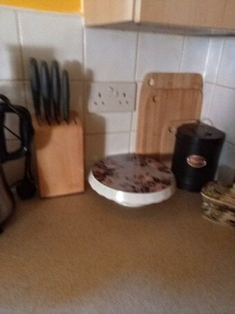 Mixed section of items and sold oak wardrobe  cake stand blender 