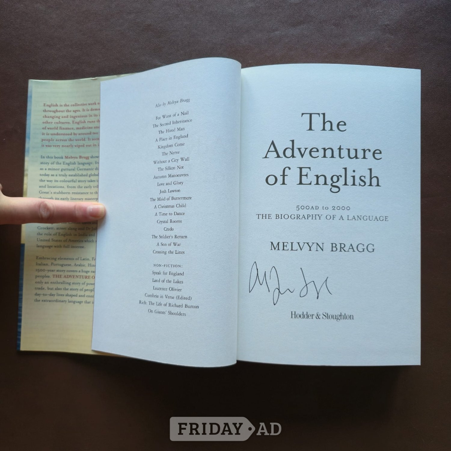 Melvyn Bragg SIGNED 1st Ed. 'The Adventure of the English' Book - Movies, Games, Books & Music
