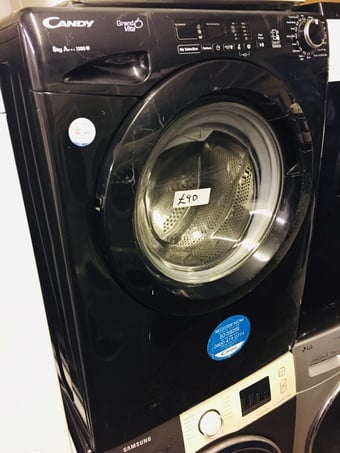 Black Candy 8KG load washing machine with A+++ energy saver.