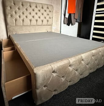 King - Handmade ROMNEY Divan with 4 Drawers, Floor standing Hb 